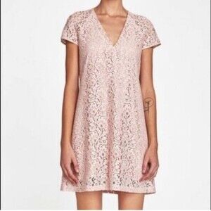 NWOT Zara Lace Overlay Mini Dress Size XS Light Pink Cap Sleeve Fairy Coquette